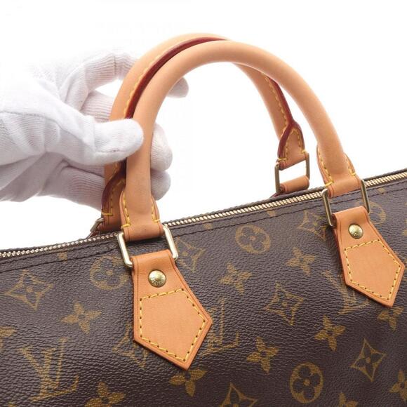 LOUIS VUITTON Brown Monogram Leather Speedy 30 Bag - Picture 7 of 9
